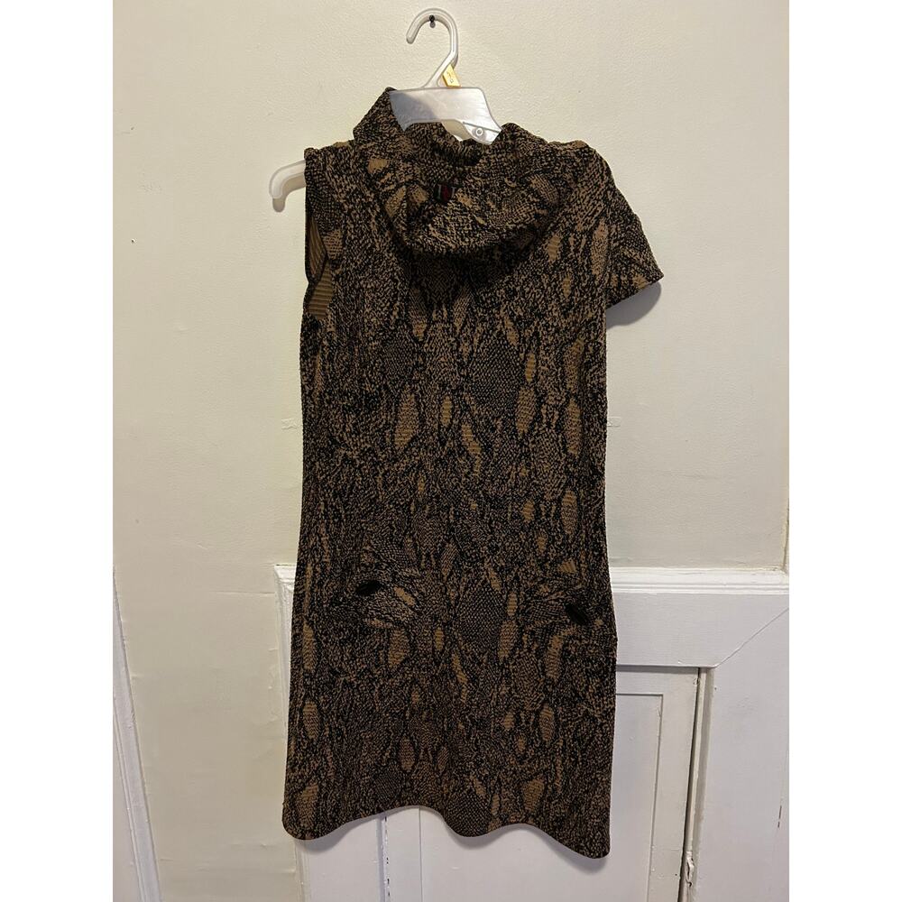 R&K Originals Women's  Snake Print Cowl Neck Half Sleeve Dress Black/Brown SZ 10